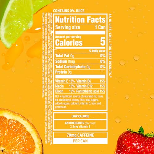 SPARKLING ICE CAFFEINE STRAWBERRY CITRUS SPARKLING WATER WITH CAFFEINE, ZERO SUGAR, WITH ANTIOXIDANTS AND VITAMINS,16 FL OZ CANS (PACK OF 12)
