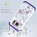 Galaxy S7 Case, HengTech (TM) Premium Durable Dual Layer Hard & Soft Hybrid Rhinestone Bling Armor Defender [ Anti Scratch ] Phone Case Cover Shell for Samsung Galaxy S7 (Floral- White/Purple)