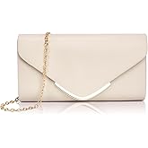 Larcenciel Clutch Purse for Women, Trendy Vegan Leather Envelope Evening Bags w/Chain, Wedding Cocktail Party Formal Handbags