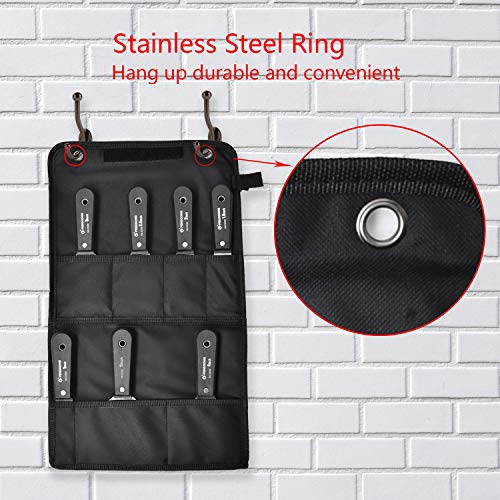 7 Pieces Putty Knife Set, Steel Scraper Drywall Taping Knife Paint Plastering Knife Wall Scrapers Comfortable and Anti-slip Handle,1/1.5/2/2.5/3/4/5 Inch with Black Storage Bag Gift for Family