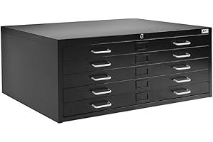AdirOffice Flat File Cabinet - Heavy Duty 5-Drawer Blueprint Sheets Storage, 29" x 40" Great for Documents Sized 24” x 36”, Ideal for Artists, Art Files, Engineers, Architects, Offices - Black
