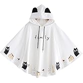 Cosplay Anime Bunny Emo Girls Sweater Hoodie Ears Costume Panda Cat Emo Bear Jacket T Shirt Top Shirt (White Poncho)
