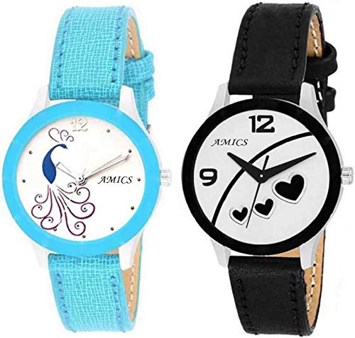 New Stylish Luxury Fashion Wrist Watch - for Women & Girl Combo of 2-7014