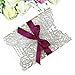 ponatia 25PCS/Lot 250GSM 5.12 x 7.1'' Glitter Wedding Invitations Cards Hollow Rose with Burgundy Ribbon for Wedding Bridal Shower Engagement (Champagne Gold Glitter)
