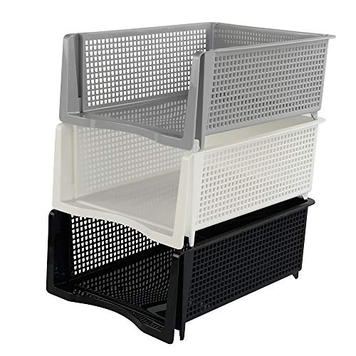 Pekky 3Tier Plastic Desk Letter Organizer Trays (Black, Grey, White