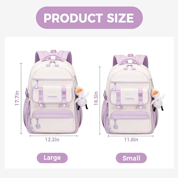 MININAI WOMENS GIRLS BACKPACK FOR SCHOOL CUTE AESTHETIC LARGE LAPTOP BACKPACK KAWAII PREPPY TEEN KIDS BOOKBAG TRAVEL DAYPACK (PURPLE,L)