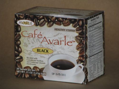 Cafe Avarle Black Healthy Coffee with Ganoderma &amp; Cordyceps 1 Box (20 Sachets) by Cafe Avarle
