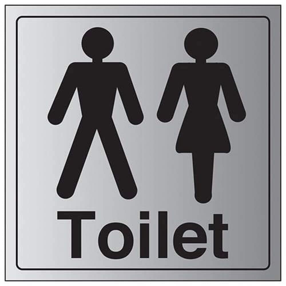 V Safety General Door-Gents/Ladies Toilet Sign - 200mm x 200mm - Self Adhesive Alu Effect