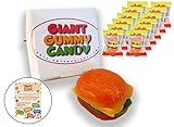 ULTIMATE GIANT GUMMY HAMBURGER CANDY SAMPLER – (1) Giant Gummy Hamburger + (12) Mini Gummy Burgers, Individually Wrapped
