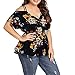 Blusa con Cuello en V de Manga Corta con Estampado Floral y Tallas Grandes para Mujer Navythumb 4