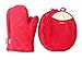 Honla Pot Holders and Oven Mitts Gloves with Silicone Printed,2 Hot Pads and 2 Potholders Set,4 Piece Heat Resistant Kitchen Linens Set for Cooking,Baking,Grilling,Barbecue,Red