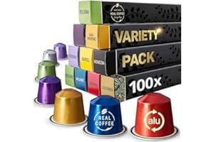 REAL COFFEE GREAT TASTE. EVERY DAY Mixed Variety Pack for Nespresso | 100 Test Winning Aluminum Capsules | 9 Distinctive Italian Flavors | 100% Nespresso Compatible Pods