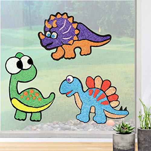 Imagimake Fleximos Dinos Pals DIY Window Art – Dotz Multi-Colour Air Dry Clay Art Playset - for Girls and Boys 3 Years+ (Dino Pals)