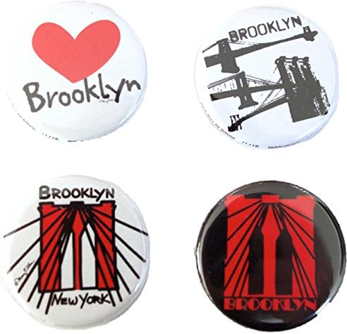 Brooklyn New York Mini Button Set of 4 NY City Souvenir Lapel Pins by Mary Ellis