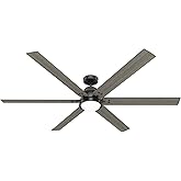 Hunter 72 inch WiFi Gravity Matte Black Ceiling Fan with LED Light Kit and Handheld Remote