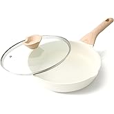Kordisen Ceramic Non Stick Frying Pans Skillet with Lid, 9.5 Inch Ceramic Frying Pan Nonstick for Cooking Non Toxic, Healthy Induction Cookware, Heat Resistant Handle, PFOA & PFAS Free