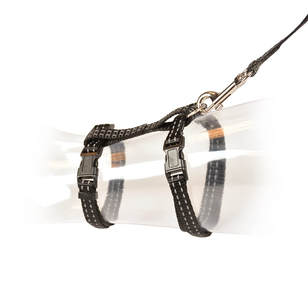 duvoplus, Cat Walking Kit Reflective Plain 20-35cm/10mm - 125cm Black Comfortable and Adjustable to Your Cat Size Easy to Use Outdoor Quality Lead + Collar