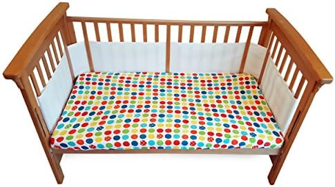 4-Sided Breathable Crib Bumper, Double Layers for Extra-Padding, Free from Entanglement Risk Design, Airflow Safe 3D Mesh Crib liner (White)