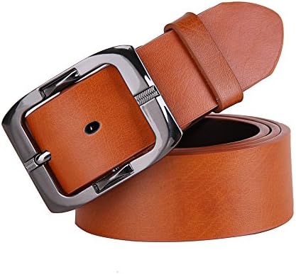 TimedMALL Men's Dress Belt Leather Reversible 1.5" Wide Rotated Buckle Classical Leather Belt (125)