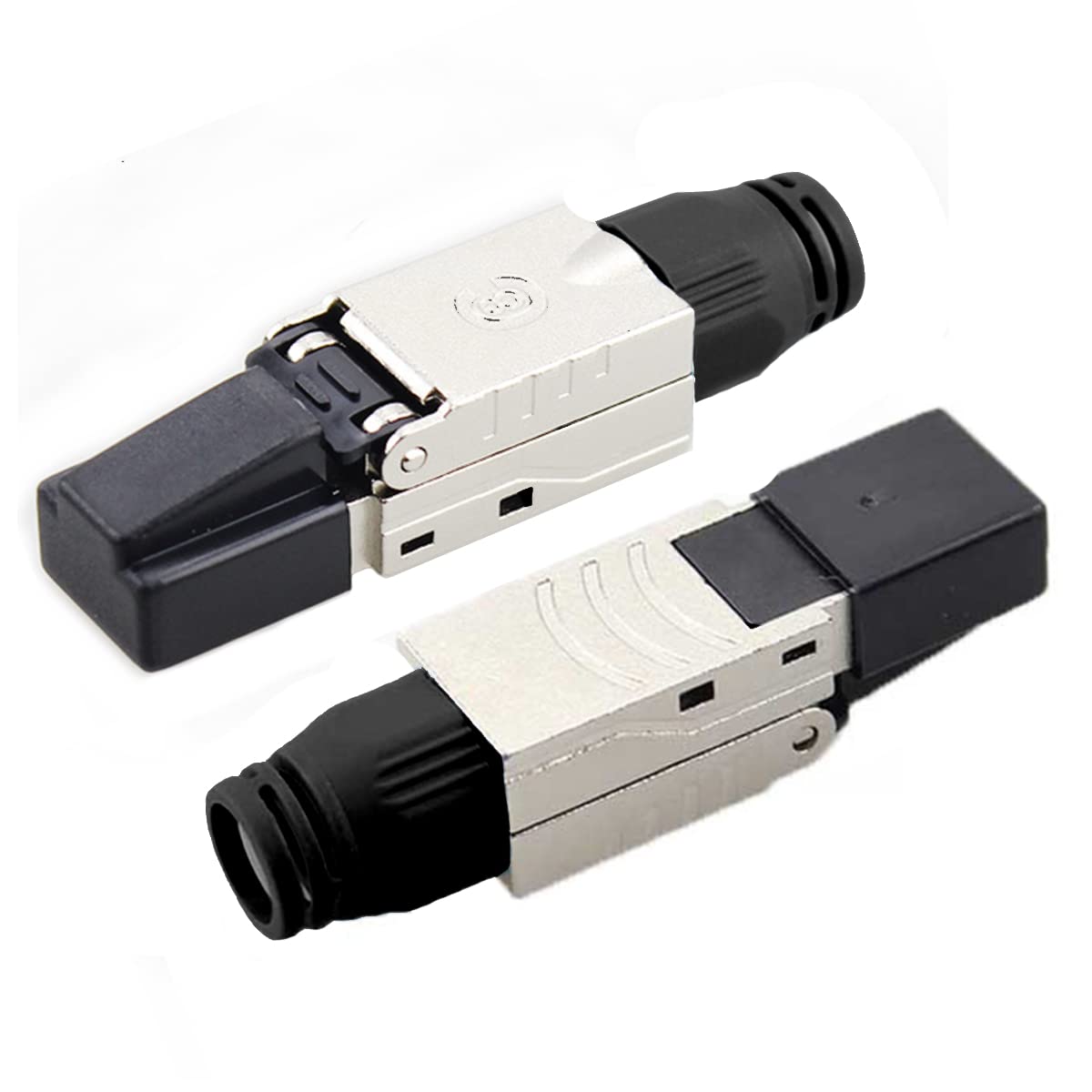 Clixde CAT 8 2x Network Connectors RJ45 Tool-Free Shielded 40Gbps Ethernet LAN DSL Patch Cable Black