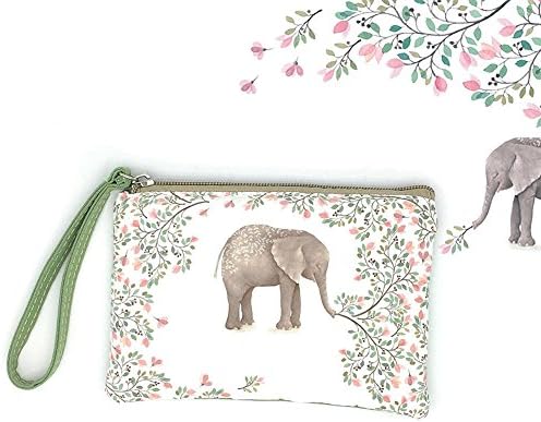 Women's Animal Canvas Coin Purse Zipper Pouch Wallet Change Cash Cellphone Bag Wristlets (L-7.5"4.3", Elephant)