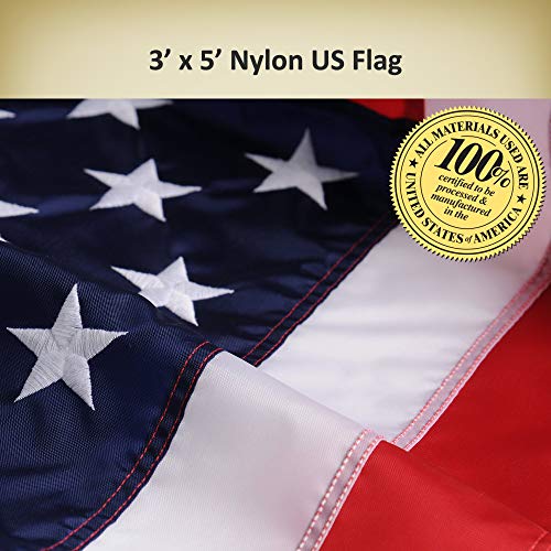 Allied Flag American Home Nylon 3 by 5-Feet US Flag Set with 5-Feet Spinning Flag Pole (Certified Refurbished)