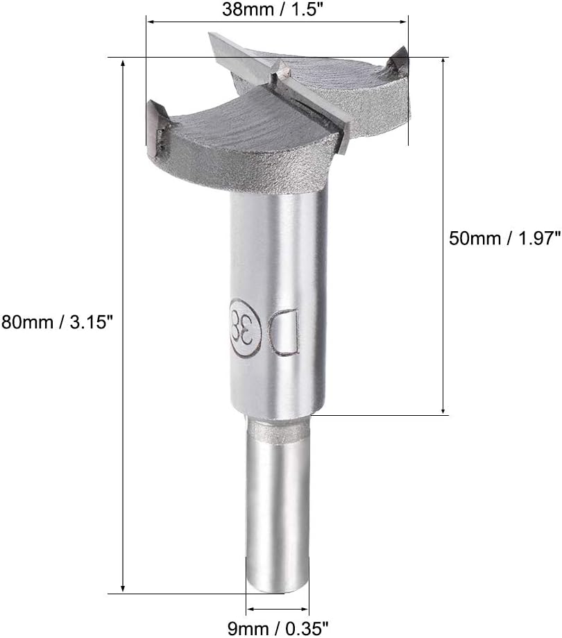 Sourcingmap Forstner Drill Bits 38mm, Tungsten Carbide Wood Hole Saw Auger Opener - Image 3
