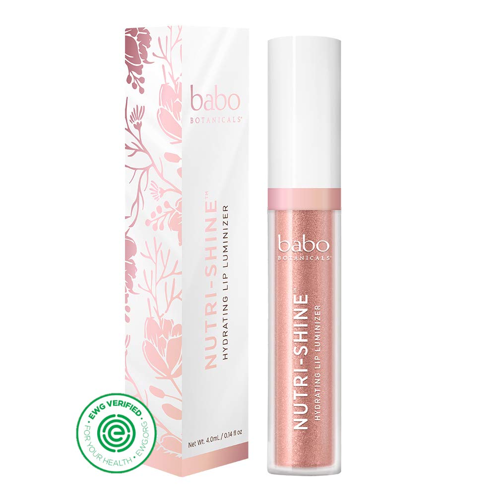 Babo Botanicals 70+% Organic Nutri-Shine Luminizer Vegan Lip Gloss, Brilliant Guava - 0.14 oz.