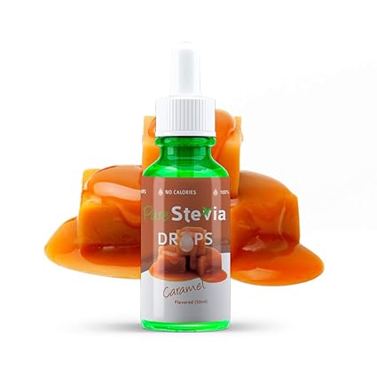 Stevia Tropfen Karamell 50ml - Flüssiger Süßstoff - Natürliche Zutaten (Karamell) - PureStevia