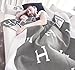 Emoji Fun Slippers Initial Letter H Knitted Throw Blanket Grey Throws and Blankets for Sofa 55