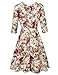 HiQueen Women Retro Elbow Sleeve Vintage Printed A Line Dresses Floral XL