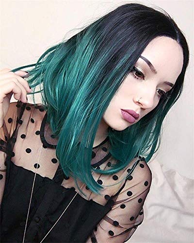Aisi Hair Short Bob Wigs For Women Straight Ombre Green