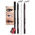 evpct 3Pcs Black & Dark Brown & White Gel Glitter Matte Metallic Eyeliner Pencils Set for Women Waterproof Smudge Proof lapiz de ojos delineador de ojos contra el agua Eye Liner Makeup 01 02 22