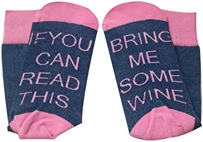 Nastafi Comfort Cotton Socks "If you can read this bring me a glass of wine" (Pink Blue)