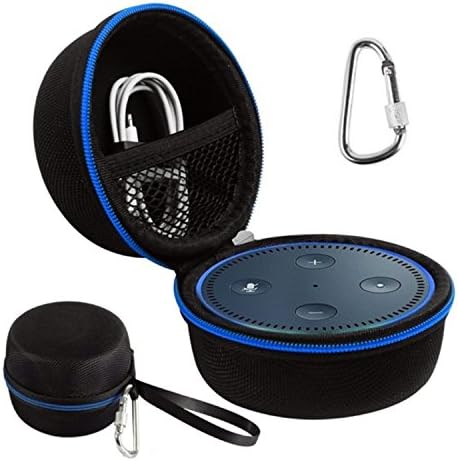 Echo Dot Case , Portable Carrying Travel Bag Protective Hard Case Cover for Echo Dot (2nd Generation) with Carabiner (Fits USB Cable and Wall Charger)