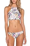UR Ladies Women's Halter High Neck Strappy Bikini Sets Swimsuit Floral Print Tankini