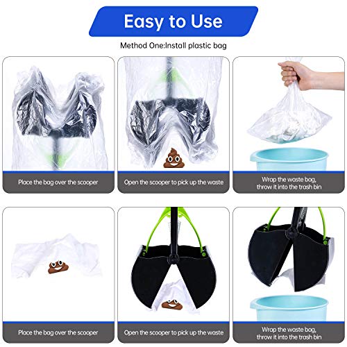 DMATEC Dog Pooper Scooper for Large Dogs, Foldable Pet Poop Waste Pick Up Rake with Portable Long Handle - Durable Spring Easy to Use for Grass, Dirt, Gravel Pick Up (2 Pack)