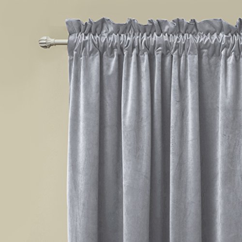 Sideli Solid Rod Pocket Matt Heavy Velvet Curtain Drape Panel Blackout Super Soft in Theater| Bedroom| Living Room| Hotel 1 Piece (52-Inch-by-102-Inch, Gray-rod pocket)