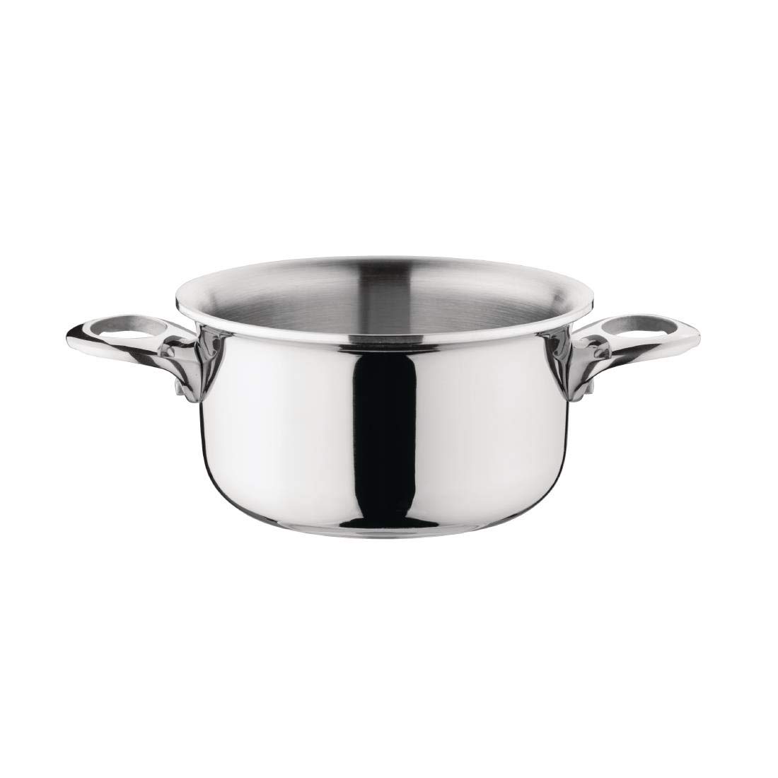 Vogue Stainless Steel & Aluminium Tri-Wall Mini Casserole 10cm - Petite Round Casserole Dish Pot with Lid and Handles for All Hobs Induction Compatible GG026