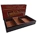 Profile Gifts Woltar Wooden Valet Tray with 3 Compartment Leatherette Organizer Box for Wallets, Coins, Keys, and Jewelry