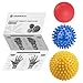Spiky Massage Ball Roller and Lacrosse Balls - 3 Pack - Foot/ Back/Neck/Hand Tissue Massage and Yoga Back Rest to Improve Reflexology, Myofascial Release, Plantar Fasciitis Pain Relief