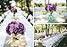Artiflr Artificial Flowers Rose Bouquet 2 Pack Fake Flowers Silk Plastic Artificial White Roses 18 Heads Bridal Wedding Bouquet for Home Garden Party Wedding Decoration (Purple-Pink)