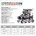 Kuxuan Boys Camo Black & Silver Adjustable Inline Skates with Light up Wheels, Fun Illuminating Roller Blading for Kids Girls Youth