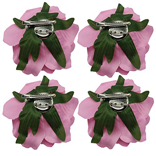 Sanrich 4pcs/pack Mexican Hair Flowers Pink Fabric Rose Hair Flowers Clips Hairpin Brooch Hair Accessory Wedding Party Headpieces (pink)