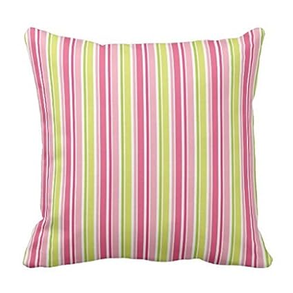 Stylish Hot Pink Lime Green Stripes Pillowcase Pillow Shams Case