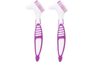 FILFEEL Denture Brush, 2pcs/set, Specially Designed to Thorough Cleaning Dentures & Bridges
