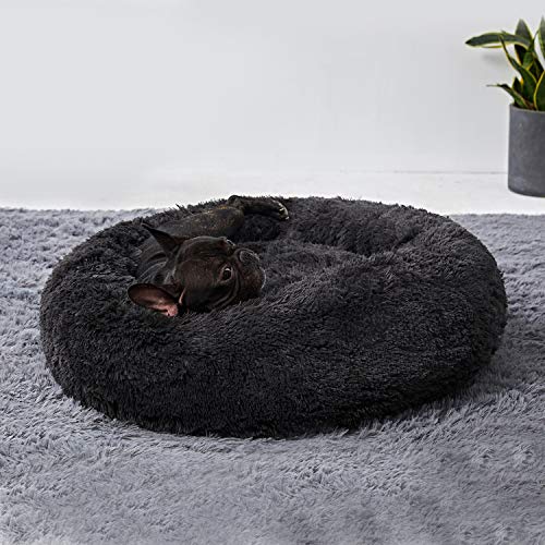 ANWA Medium Washable Dog Round Bed, Dog Donut Bed Medium Dog, Plush Dog Calming Bed
