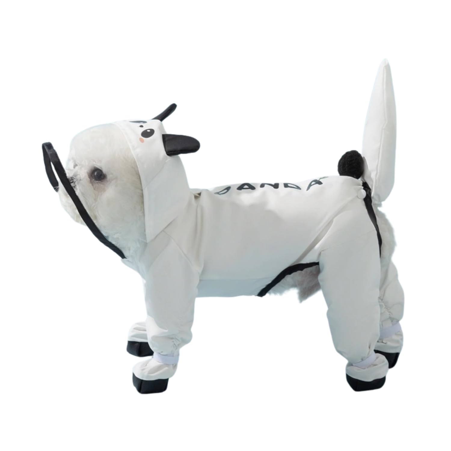 BT Bear Small Dog Raincoat with Rain Shoes Set,Full-Coverage Waterproof with Backbag,Reflective Dog Raincoat Rain Boots for Puppy Small Dogs,L Panda