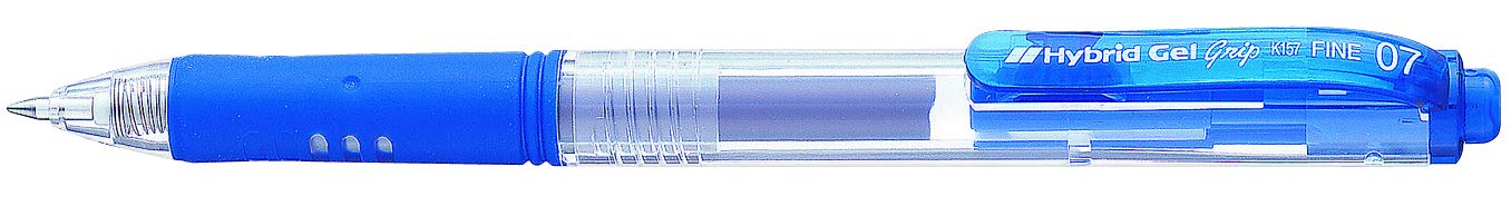 Pentel Hybrid Gel Grip Pen Retractable 0.7mm Tip 0.35mm Line Blue Ref K157C [Pack of 12]