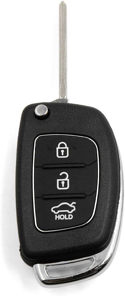 sourcing map 3 Buttons Folding Uncut Key Shell Remote Control Case for Santa Fe, Black, 6.9x3.9x1.7cm / 2.72"x1.54"x0.67"(L*W*H)